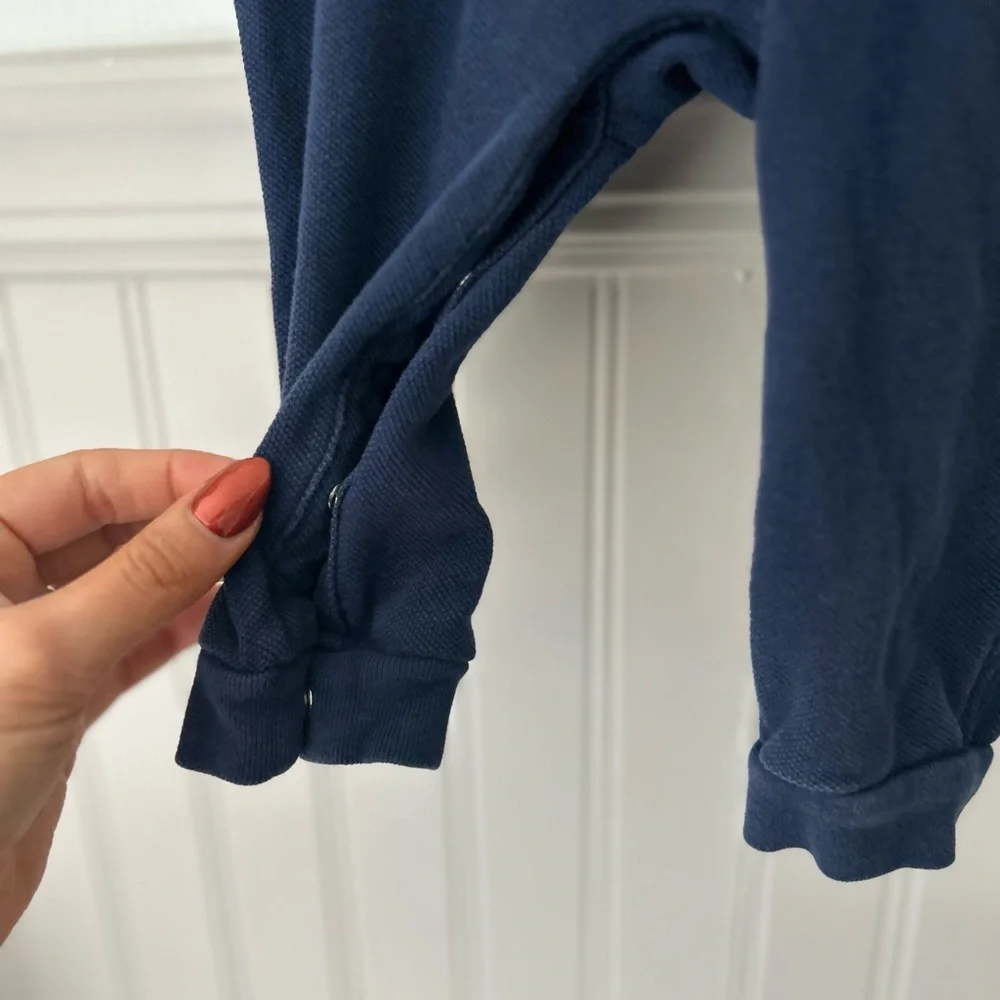 Vintage Ralph Lauren Baby 9 Months Dark Blue Collared Romper One Piece
